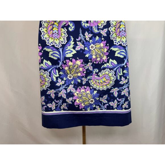 Talbots Women's Navy Paisley A-Line Skirt - Size 10 - Picture 8 of 13
